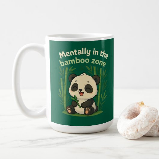 Geestelijk in de bamboezone – Mopshond Chibi Panda Koffiemok (Met donut)