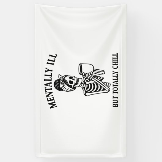 Geestelijk ziek maar heel koud Halloween Spandoek (Verticaal)