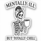 Geestelijk ziek maar heel koud Halloween Sticker (Voorkant)