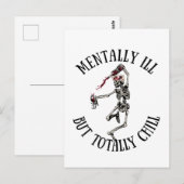 Geestelijk ziek, maar totaal chill grappige citate briefkaart (Voorkant / Achterkant)