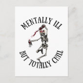 Geestelijk ziek, maar totaal chill grappige citate briefkaart (Voorkant)