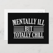 Geestelijk ziek, maar totaal chill grappige citate feestdagenkaart (Voorkant / Achterkant)