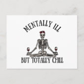 Geestelijk ziek, maar totaal chill grappige citate feestdagenkaart (Voorkant)