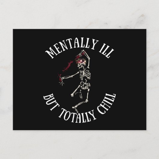 Geestelijk ziek, maar totaal chill grappige citate feestdagenkaart (Voorkant)