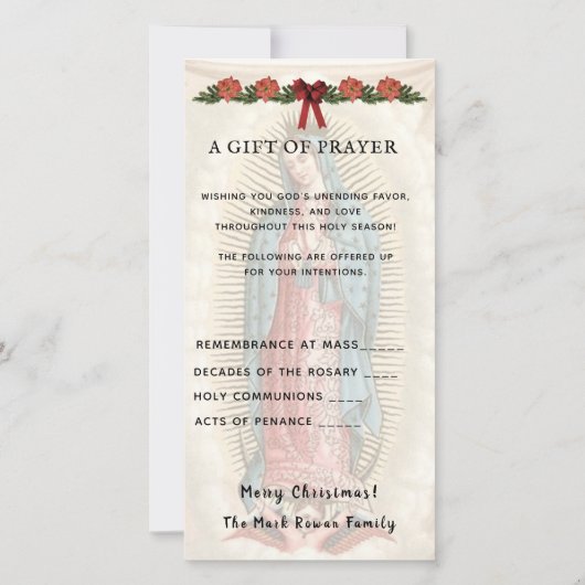 Geestelijke Boeket Katholiek Gebed Guadalupe Feestdagenkaart (Achterkant)