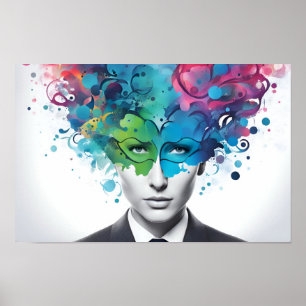 Geestelijke gezondheid abstracte kunst poster