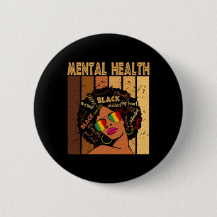Geestelijke gezondheid Afro African American Black Ronde Button 5,7 Cm