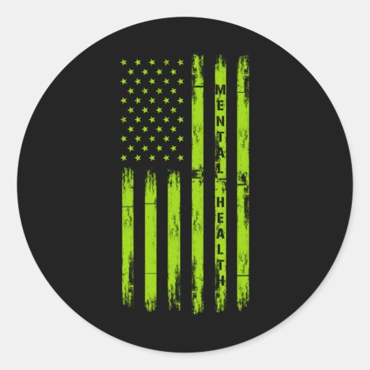 Geestelijke Gezondheid Bewustzijn Amerikaanse vlag Ronde Sticker (Voorkant)