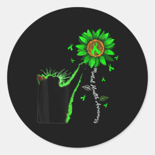 Geestelijke gezondheid Bewustzijn Bloem Kat Liefhe Ronde Sticker