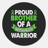 Geestelijke gezondheid Bewustzijn Broer van de Gee Ronde Sticker (Voorkant)