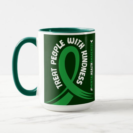 Geestelijke gezondheid Bewustzijn Green Ribbon Oor Mok (Links)