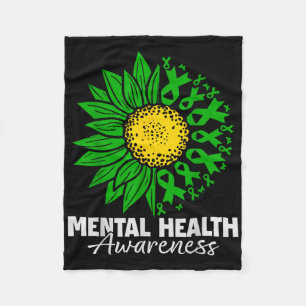 Geestelijke Gezondheid Bewustzijn Green Ribbon Zon Fleece Deken