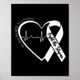 Geestelijke gezondheid Bewustzijn Hart Strijd Het Poster