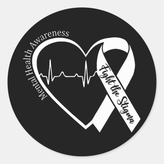 Geestelijke gezondheid Bewustzijn Hart Strijd Het Ronde Sticker (Voorkant)