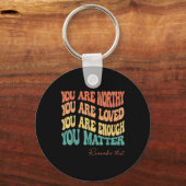 Geestelijke gezondheid bewustzijn met onze jou sleutelhanger (Voorkant)