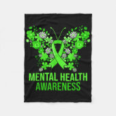 Geestelijke Gezondheid Bewustzijn Vlinder Groene R Fleece Deken (Voorkant)