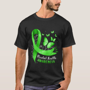 Geestelijke Gezondheid Bewustzijn Vlinder Groene R T-shirt