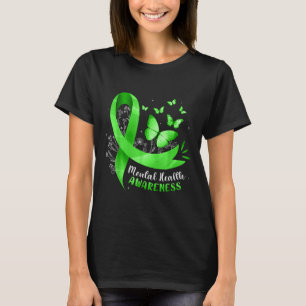 Geestelijke Gezondheid Bewustzijn Vlinder Groene R T-shirt