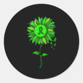 Geestelijke Gezondheid Bewustzijn Zonnebloem Groen Ronde Sticker (Voorkant)
