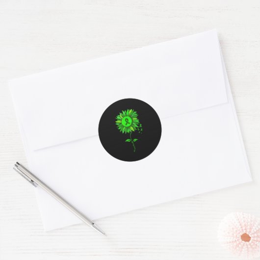 Geestelijke Gezondheid Bewustzijn Zonnebloem Groen Ronde Sticker (Envelop)