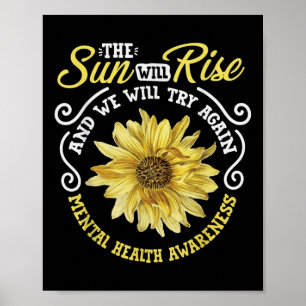 Geestelijke Gezondheid Bewustzijn Zonnebloem Natuu Poster
