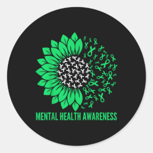 Geestelijke Gezondheid Bewustzijn Zonnebloem Ribbo Ronde Sticker