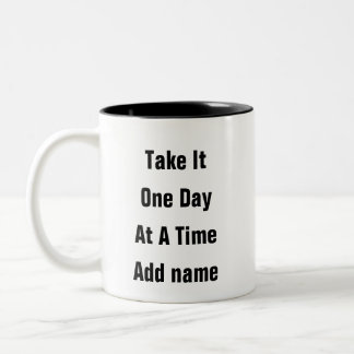 Geestelijke gezondheid één dag per keer herinnerin tweekleurige koffiemok