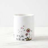 Geestelijke gezondheid gesimuleerd door kattengrap koffiemok (Center)