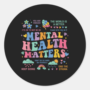 Geestelijke Gezondheid Groovy Floral Mental Health Ronde Sticker