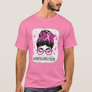 Geestelijke gezondheid in oktober Draag roze vrouw T-shirt