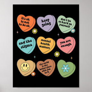 Geestelijke gezondheid is belangrijk Bloemenhersen Poster