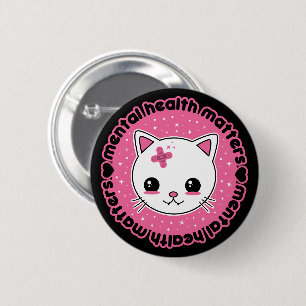Geestelijke Gezondheid Is Belangrijk Kawaii Kat Ronde Button 5,7 Cm