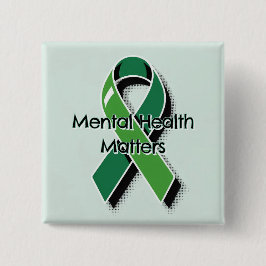 Geestelijke Gezondheid Is Belangrijk Pop Art Groen Vierkante Button 5,1 Cm