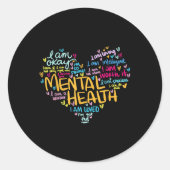 Geestelijke gezondheid is een mentale bewustzijnsc ronde sticker (Voorkant)