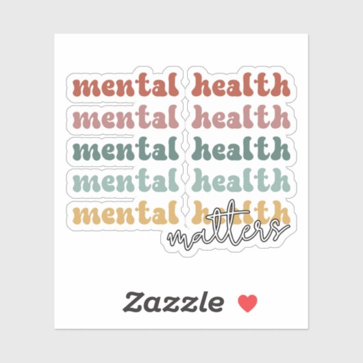 Geestelijke gezondheid is een retro-bewustzijn sticker (Vel)