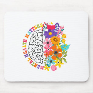 Geestelijke gezondheid S Floral Human Brain Illnes Muismat