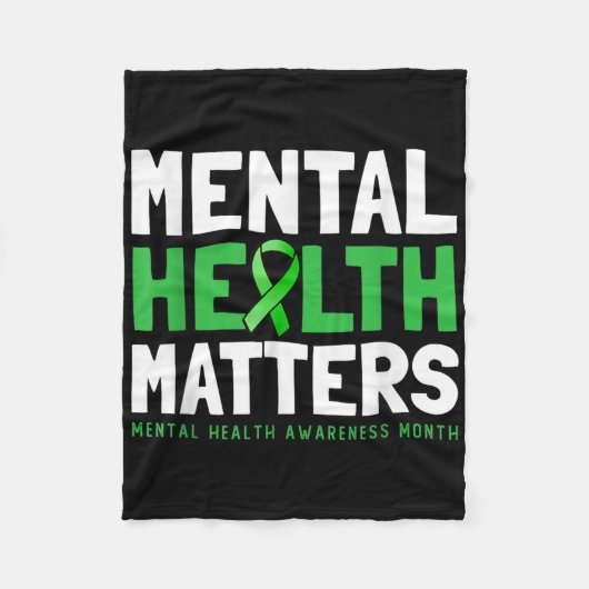 Geestelijke gezondheid S Green Ribbon Geestelijke  Fleece Deken (Voorkant)