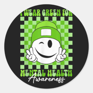 Geestelijke gezondheid S I Draag groene geestelijk Ronde Sticker