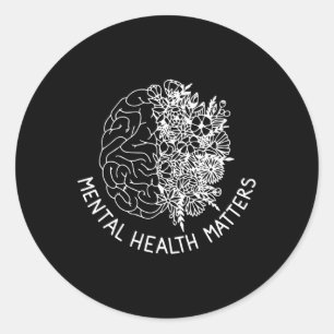 Geestelijke Gezondheid S Menselijke Hersenen Bloem Ronde Sticker