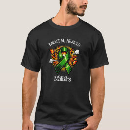 Geestelijke Gezondheid Telt Pop Art Groene Lint T-shirt