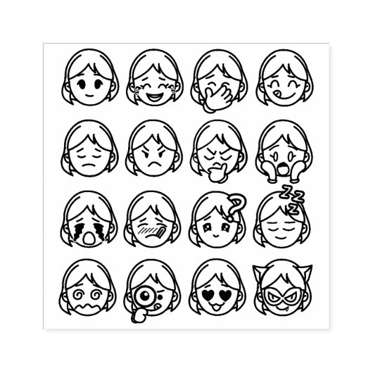 Geestelijke gezondheid, Vrouwen Stemmingsemoji's,  Rubberstempel (Afrduk)