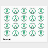 Geestelijke gezondheid Warrior Ribbon White Round  Ronde Sticker (Vel)