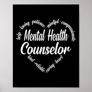 Geestelijke gezondheidsadviseur Heart Word Cloud Poster