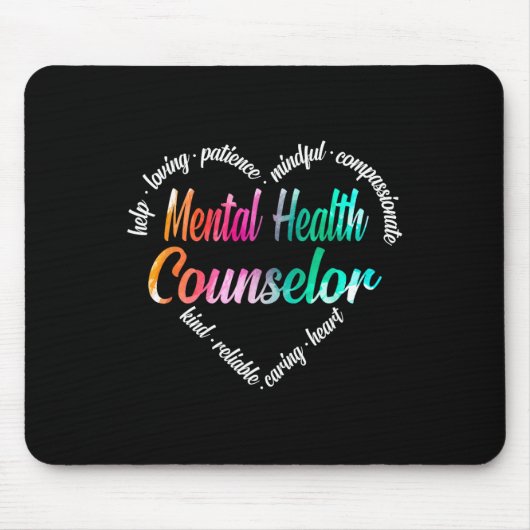 Geestelijke gezondheidsadviseur Heart Word Cloud W Muismat (Voorkant)