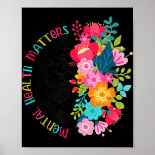 Geestelijke gezondheidskwesties Bloemen verspreide Poster