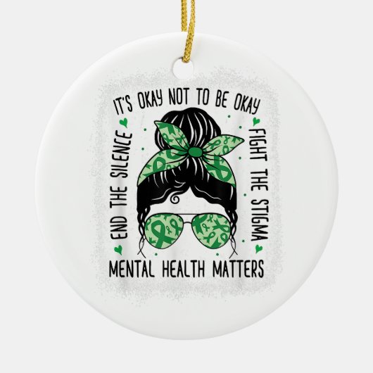 Geestelijke gezondheidskwesties Bun Mental Health  Keramisch Ornament (Voorkant)