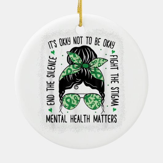 Geestelijke gezondheidskwesties Bun Mental Health Keramisch Ornament (Achterkant)