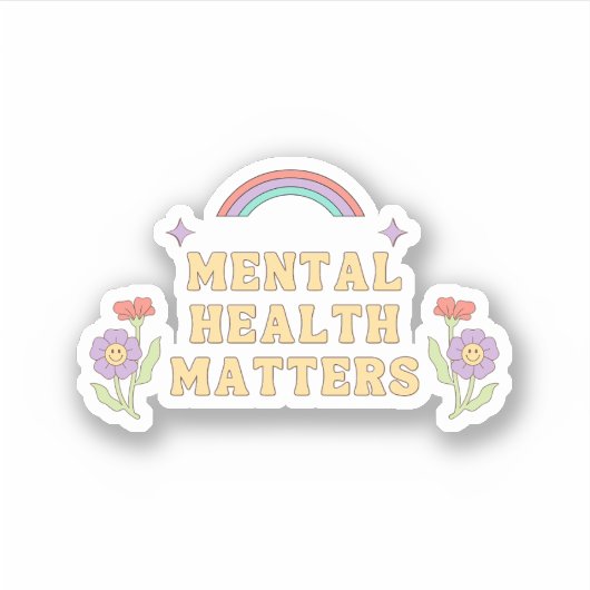 Geestelijke gezondheidskwesties | Groovy Rainbow P Sticker (Voorkant)