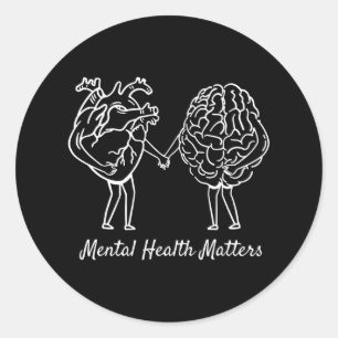 Geestelijke gezondheidsproblemen Hart Hersenen Neu Ronde Sticker