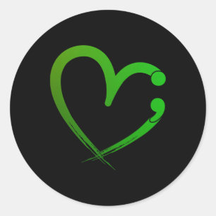 Geestelijke gezondheidsproblemen Semicolon Heart A Ronde Sticker